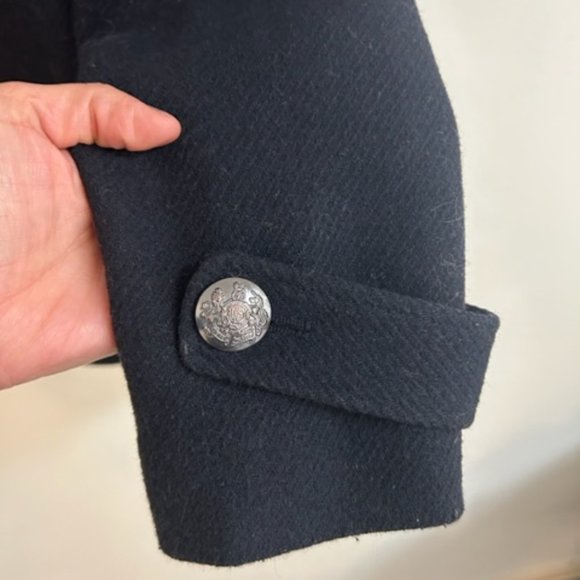 Banana Republic Navy Blue Wool Blend Double Breasted Peacoat- Size Small - Picture 6 of 10